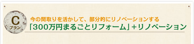 Cプラン　今の間取りを活かして、部分的にリノベーションする。　320万円まるごとリフォーム+リノベーション